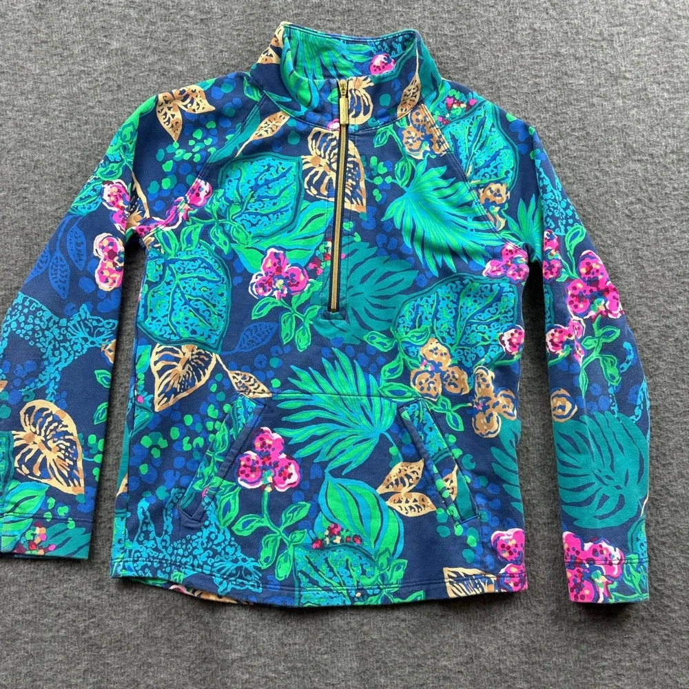 Lilly Pulitzer Life Of The Party Little Skipper Popover 1/4 Zip Girls M (6-7) - Picture 3 of 10